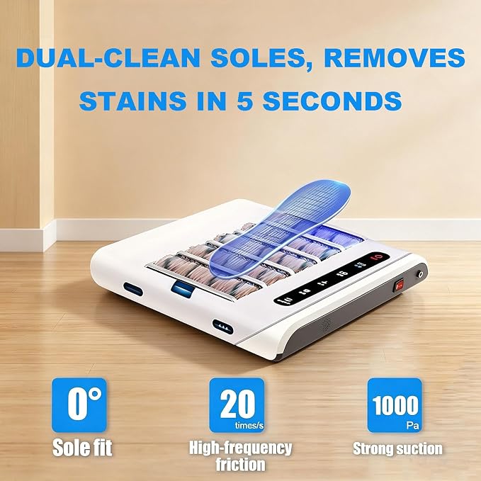 Fully Automatic Shoe Sole Cleaning Machine, Electric Shoe Polisher, Waterless Shoe Washing Tool, 1000PA Suction Induction Shoe Cleaner for Home Office Hotel, Works with Sneakers Heels BASIC