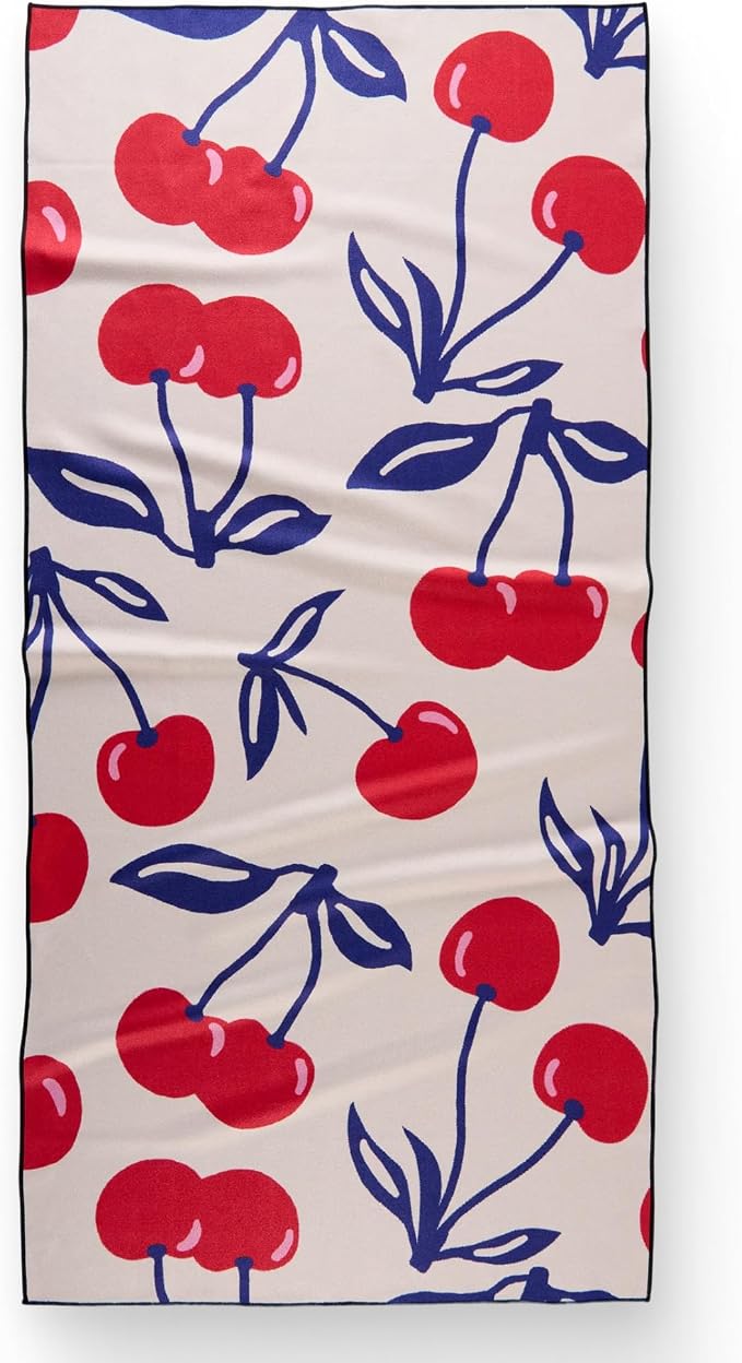 GEOMETRY Micro-Loop Beach Towel – Spring & Summer Collection – Quick-Dry, Sand-Resistant, Ultra-Absorbent Compact Towel for Beach & Travel (Cherry Slush)