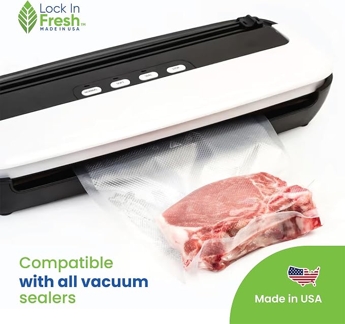 Vacuum Sealer Bags for Food - Heavy Duty Food Saver Vacuum Sealer Bag Rolls - Sous Vide, Seal a Meal Bags, 4-pack, 11" x 16' - Made in the USA