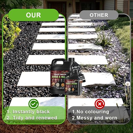 Blcak Mulch Dye 500ML Concentrate, Mulch Paint Concentrat for Landscaping - Rubber, Pine Straw, Wood Chips & More - Used with Pump Sprayer Coverage Up to 800 Sq Ft, Long-Lasting & Ready-to-Use