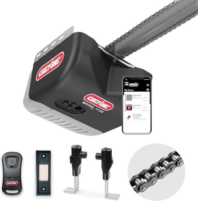 Genie Chain Drive 500 1/2 HPC Smart Garage Door Opener, Model 1135-VM | Aladdin Connect Wi-Fi, Durable Chain Drive, Smart Control from the App, Works with Alexa, for Residential Garage Doors