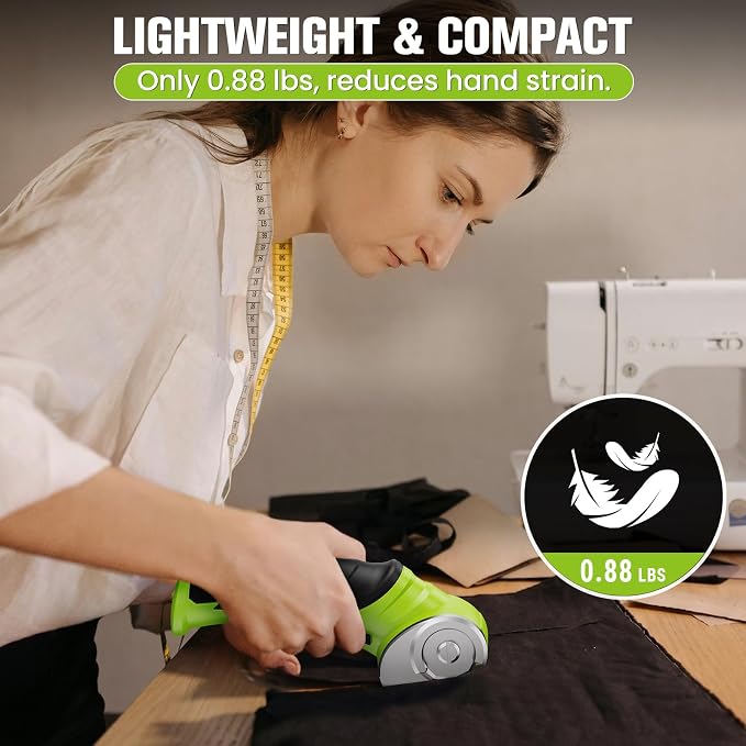 Goodjob 4V Cordless Electric Scissors Box Cutter | Rechargeable Cutting Tool with 4 SK5 Blades for Cardboard Fabric Leather Carpet Upholstery 2000mAh Battery Safety Lock