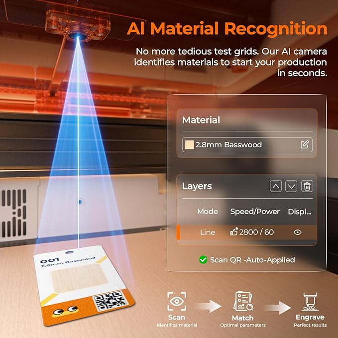 TOOCAA NOVA 20W Smart AI Laser Engraver & Cutter, Fully Enclosed Class 1 Safety, 5MP AI Positioning Camera & Auto Focus, 360° Rotary & Air Assist, Dual-Channel Exhaust for Cleaner Cuts & Less Smoke