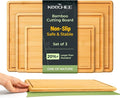 Keechee Cutting Board with Non-slip Mat, Bamboo Cutting Board for Kitchen Meal Prep & Serving - Wood Serving Board Set with Deep Juice Groove Ideal Kitchen Gifts