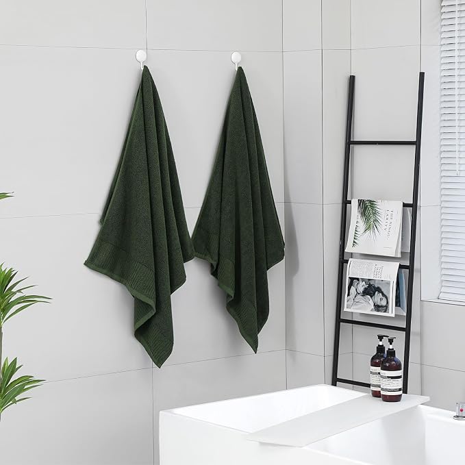 YTYC 27.5x55 Bath Towels,100% Cotton,650GSM,Olive Green,2-Pieces | Ultra Soft,Highly Absorbent, Luxury Towels for Bathroom, Gym, Spa,Pool