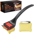 NEWKITCHEN Grill Brush Bristle-Free Steam Cleaning, Long Handle BBQ Brush Replaceable Head with Grill Scraper, Barbecue Grill Cleaner for All Grill Types (2 Pack Cleaning Head)