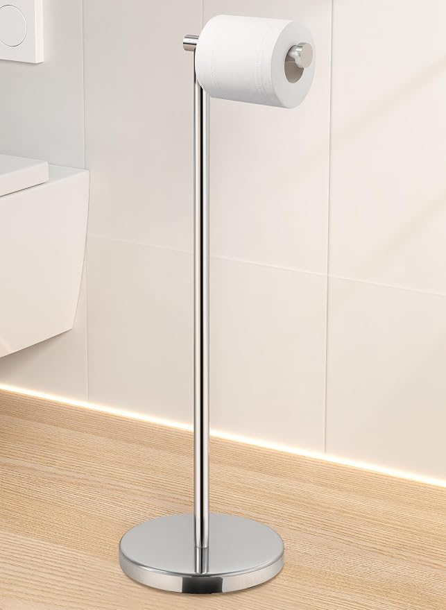 KES Toilet Paper Holder Free Standing 26" H (Taller Version), Toilet Paper Holder Stand with Weighted Base for Bathroom, Rustproof 18/8 Stainless Steel Polished Finish, BPH283S66