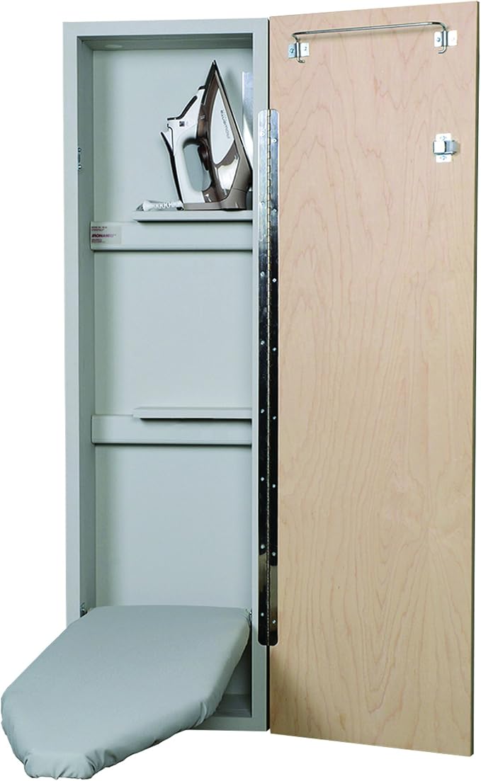 Built-In Ironing Center with 42 Inch Ironing Board, Hot Iron Storage and Raised Oak Panel Door-NE42ROU