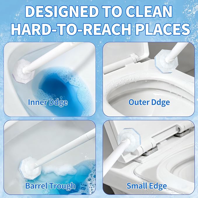 100 Count Toilet Bowl Wand Refills for Clorox, 4X Cleaning Power Toilet Bowl Cleaner Refill Pads for Clorox Wand System, Disposable Toilet Brush for Bathroom Cleaning，Light Scent