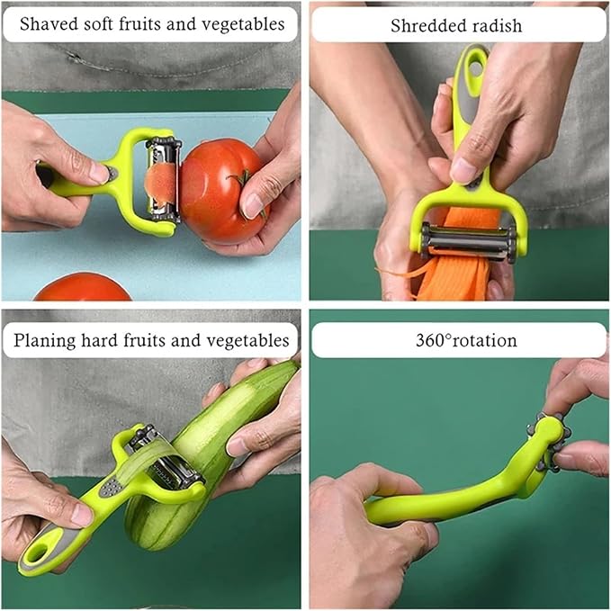 3 in 1 Rotary Vegetable Peeler - Stainless Steel Multifunctional Grater for Fruits and Vegetables