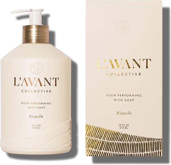 L'AVANT Collective Natural Luxury Dish Soap | Plant-Based, Non-Toxic & Grease-Cutting, Safe for Kids & Pets, Refillable Glass Bottle with Pump, 16 Fl Oz | Winter Fir