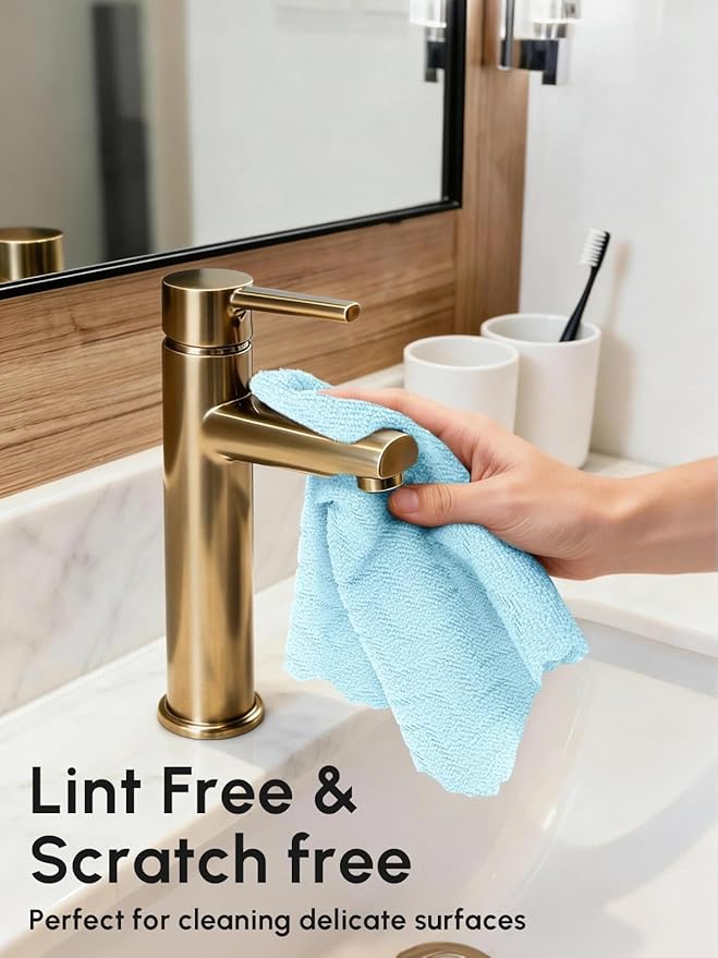 Microfiber Cleaning Cloths Roll, 75 Pack Tear Away Microfiber Towels Roll, 12" x 12" Lint Free Rags, Reusable Cleaning Cloths, Washable, Scratch Free,Ultra Absorbent Dish Rags(Blue Ripple)