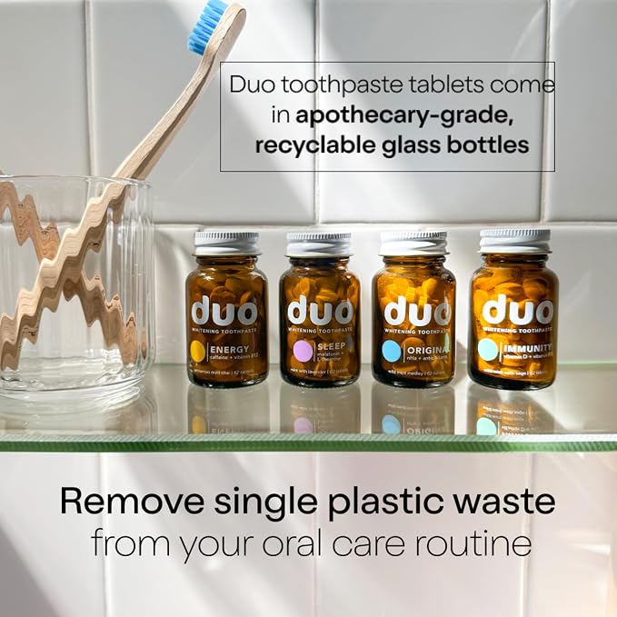 Duo Nano Hydroxyapatite Whitening Toothpaste Tablets, Wild Mint, 62 Tablets | Nano hydroxyapatite, natural whitening, enamel remineralization, sensitivity relief, fluoride free, plastic free, wild mint