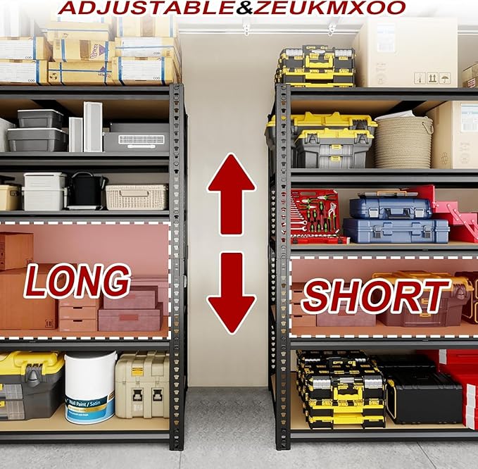 Garage Racks for Storage，5-Tier Adjustable Garage Shelving Storage Shelves,2400LBS Capacity Heavy Duty Shelving for Carport Warehouse Basement,72" H x40 W x20 D