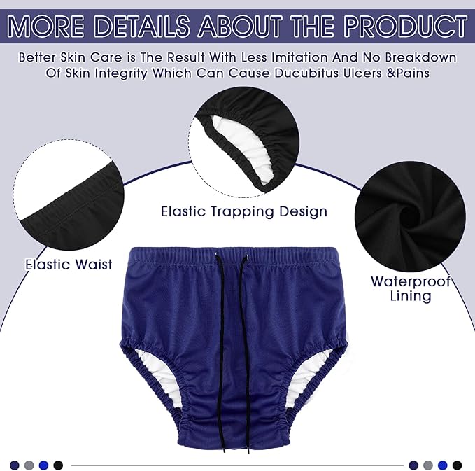 Cutecrop 4 Pcs Reusable Adult Swim Diapers Washable Cloth Diapers Leakproof Special Needs Swimwear for Incontinence Swimmers