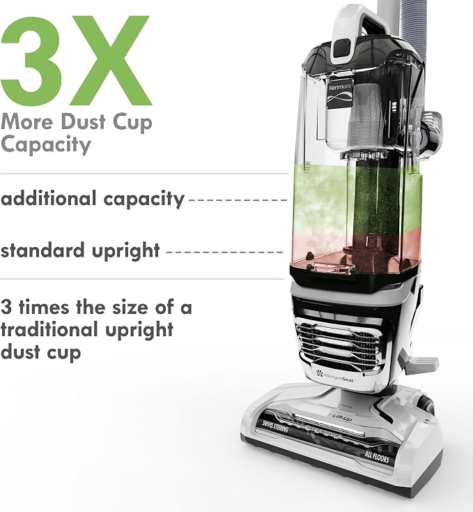 Kenmore DU4399 Featherlite Lift-Up Bagless Upright Vacuum 2-Motor Power Suction Lightweight Carpet Cleaner with Hair Eliminator Brushroll, HEPA Filter and 2 Cleaning Tools