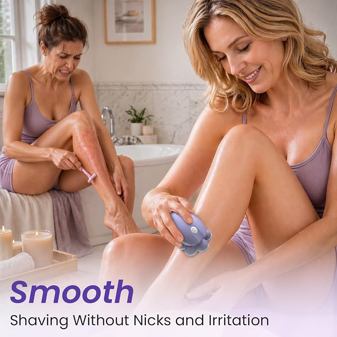VIKICON 7D Electric Razors for Women Legs, Silky-Smooth Full Body Shaver | 7D 360° Wide-Area Fast Shaving Heads, Waterproof Wet & Dry Use, Painless Bikini Hair Removal, LED Light, Lady Gift, Purple