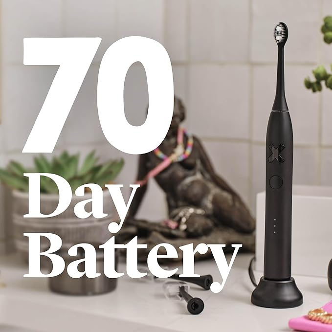 Made by Dentists PRO‑X Sonic Electric Toothbrush for Adults – Dentist‑Designed Whitening Rechargeable Toothbrush, 9 x More Plaque Removal, 70 Day Battery, 3 Modes, Travel Case & Extra Heads, Black