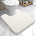 OLANLY Toilet Rugs U-Shaped 20x20, Extra Soft Absorbent Chenille Contour Bathroom Rugs for Toilet, Dry Quickly, Machine Washable, Non-Slip Bath Mat, Ivory
