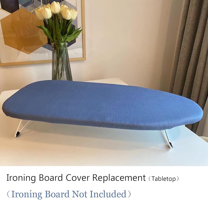 VividPaw Small Ironing Board Cover and Pad 12.5 x 30, Elastic Edge, Silicone Coated, Resist Scorching, Heavy Duty Padded Cover for Mini Table Top Iron Board (Silicone Coating-Blue, 12" x 30")