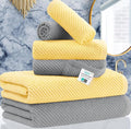 VOOVA & MOVAS 6PC Towel Set, 100% Cotton, Grey Yellow | 2 Large Bath 30x56 In, 2 Hand 18x28 In, 2 Washcloths 13x13 In, Soft, Quick Dry, Thick, Bath Towels With Hanging Loop
