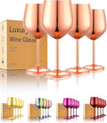 UNISWEET Unbreakable Stainless Steel Wine Glasses Set of 4, Rose Gold | 17oz Unique Fancy Metal Wine Goblets, Shatterproof, Ideal for Outdoor, Camping, Travel, Pool, Great Gift for Wine Lovers