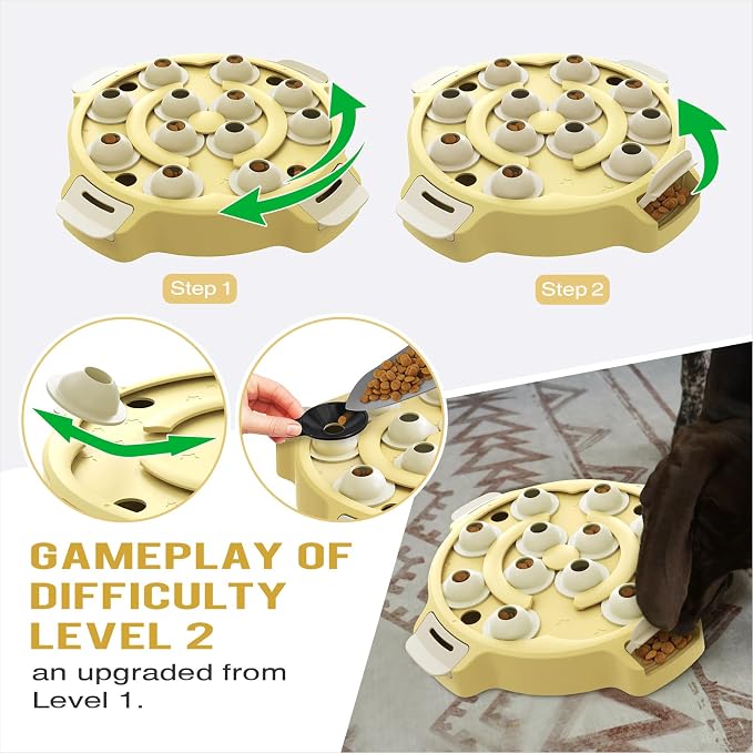 KADTC Level 2-in-1 Dog & Cat Puzzle Toy, Mental Stimulation for Dogs Indoor | XL Size, 2-Level puzzle adds mental stimulation for dogs and cats through sniffing, pawing, and reward-based play.
