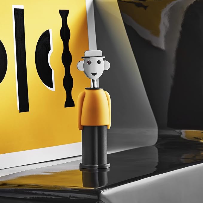 Alessi AM23 YB - Alessandro M. Corkscrew in thermoplastic resin, yellow and black and chrome plated zamak.