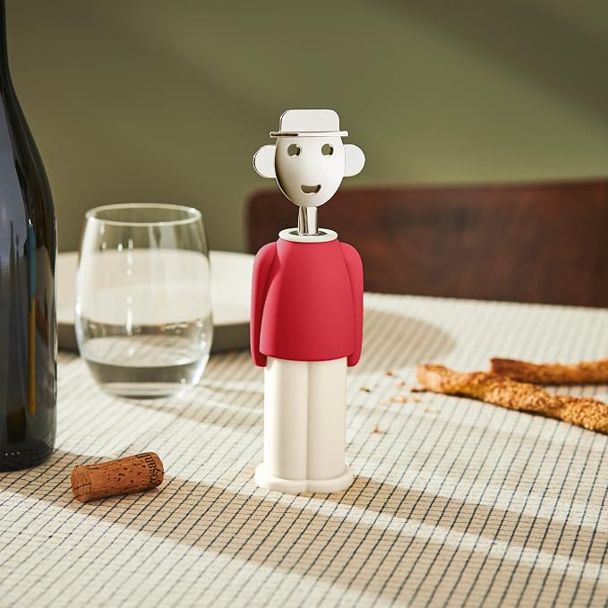 Alessi AAM23 R Alessandro M. - Design Corkscrew in Chrome-plated Zamak and Thermoplastic Resin, Red and White