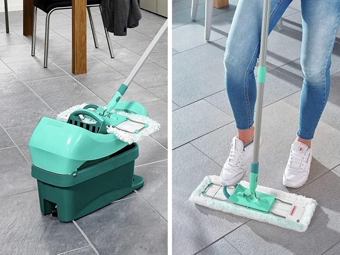 Leifheit "Profi" Mop and Bucket Set with Rollers, Turquoise
