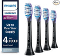 Philips Sonicare G3 Two-in-One - Genuine Replacement Electric Toothbrush Heads, Black, 4 Pack One Year Supply, HX9054/95