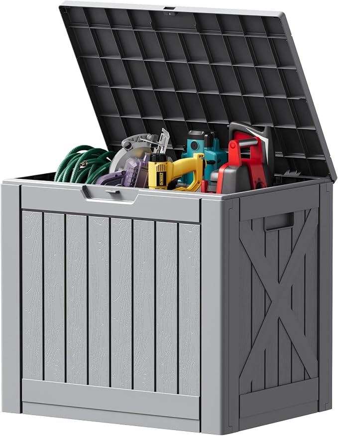 Devoko 40 Gallon Deck Box Lockable Outdoor Storage Box Waterproof for Patio | Weatherproof Use Indoors Outdoors, Holds Patio Cushions, Garden Tools & Pool Supplies, Easy 15-min assembly.
