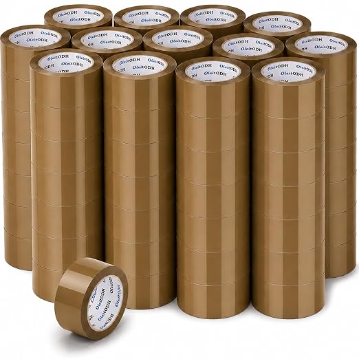 Oleitodh 36 Rolls Brown Packing Tape with Dispenser, 1.88" x 60 yd Heavy Duty Shipping Tape Bulk, 2.6 Mil Tan Carton Sealing Tape Refills for Moving Boxes, Mailing, Warehouse Packaging