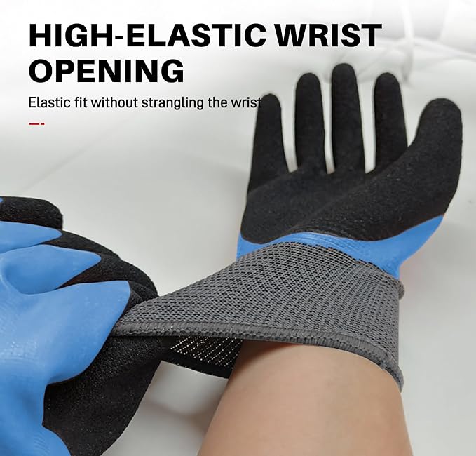 Electrician Gloves, 1000V ASTM D120 Certified, Blue Large | Double insulated.Class 0 rated.High voltage rubber safety work gloves for electrical maintenance & utility work.