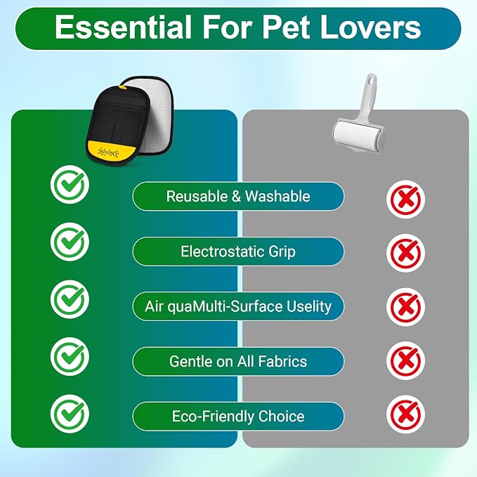 Reusable Electrostatic Pet Hair Removal Glove for Dog and Cat Fur | Pet Hair Remover for Laundry, Couch, Carpet, Clothing, Furniture, Car Seats; Dog Hair, Cat Hair and Lint Cleaner