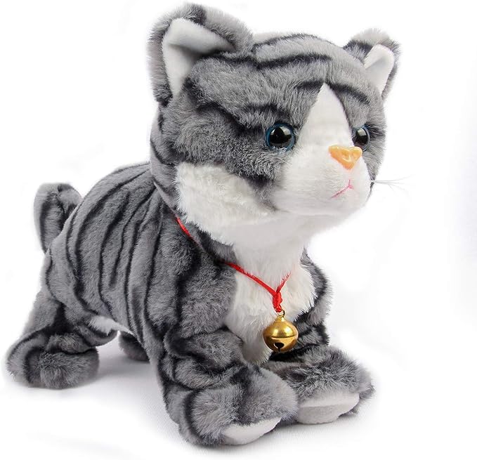 Smalody Interactive Plush Toys, Novelty Sound Control Electronic Cat Electronic Pets Robot Cat Gift for Children (Gray)