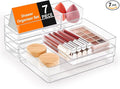 SMARTAKE 7-Piece Drawer Organizer with Non-Slip Silicone Pads, 4-Size Desk Drawer Organizer Trays Storage Tray for Makeup, Jewelries, Utensils in Bedroom Dresser, Office and Kitchen (Clear)