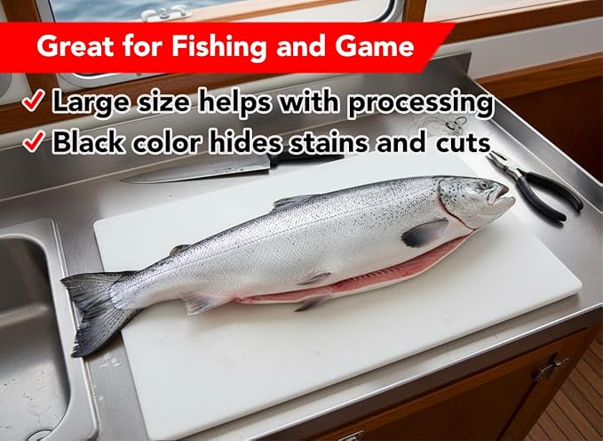 Thirteen Chefs Extra Large 30 x 18 Inch Cutting Board for Meats, Game and Fish – 1/2 Inch Thick HDPP Plastic for Food Service, 10 pounds
