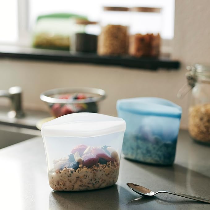 Stasher Premium Reusable Silicone Food Storage Bowl, Blue, 1-Cup | Food-Safe Silicone, Freezer, Sous Vide, Microwave, Dishwasher, Oven Safe, Meal Prep, Lunch Container, BPA-Free, Eco-Friendly