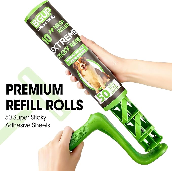 10 Inch Lint Roller Refills, 12 Rolls 600 Sheets Large Lint Rollers for Pet Hair Extra Sticky, Easily Remove Carpets, Clothes, Couch and Curtains Dust (Not Include Lint Roller Handle)