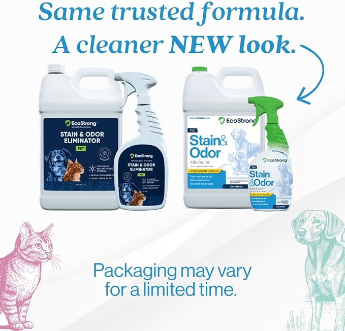 Eco Strong Pet Stain and Odor Remover - Cat Urine Enzyme Cleaner Destroyer, Urine Destroyer for Dogs, Pet Urine Enzyme Cleaner - 160 Oz
