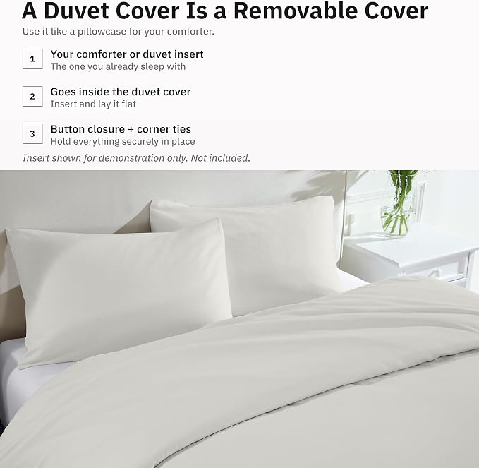 California Design Den 3 Pc King Size Duvet Cover Set -Winner Good Housekeeping Best Bedding Awards 2025, 400 Thread Count Sateen 100% Cotton Bedding Duvet Covers - Ivory (Pale Tone)