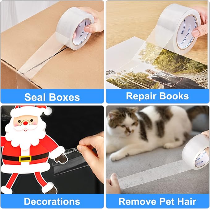JARLINK 24 Rolls Clear Packing Tape, Heavy Duty Packaging Tape | 2.7mil Thick and 1.88" Wide. 60 Yards per Roll, 1440 Total Yards. Moving Supplies for Shipping Packaging Sealing