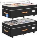 80L 2 Pack Adjustable Under Bed Storage with Wheels | Underbed containers with clear lids, rolling under bed shoe storage organizer for dorm home clothes, blankets, toys, black