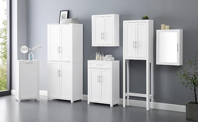 Crosley Furniture Savannah Wall Mounted Bathroom Storage Medicine Cabinet with Shelves, White