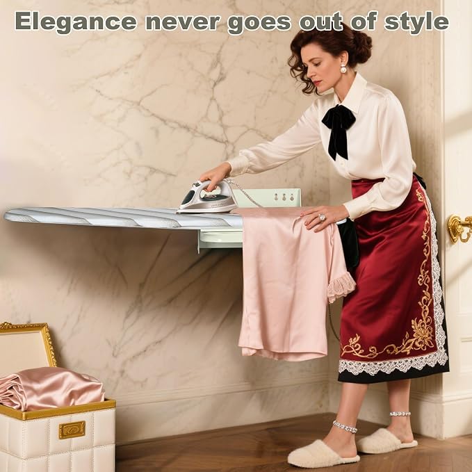 uyoyous Wall Mounted Ironing 37.4x11.8 in Adjustable Foldable Iron Board | Compact Folding Wall Mount Space-Saving 180° Swivel Ironing Boards with Heat Resistant Cover for Home Laundry Room