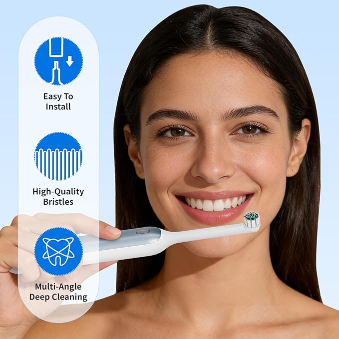 Toothbrush Replacement Heads Compatible with Quip 360 Oscillating Electric Toothbrush, Soft Bristles Brush Heads, White, Pack of 4