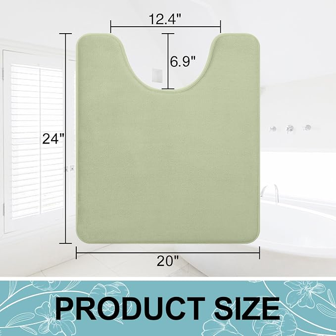 Smiry Memory Foam Toilet Rugs U-Shaped 24x20, Extra Soft Absorbent Non-Slip Contour Bathroom Rugs, Machine Washable Bath Mats for Toilet, Sage Green