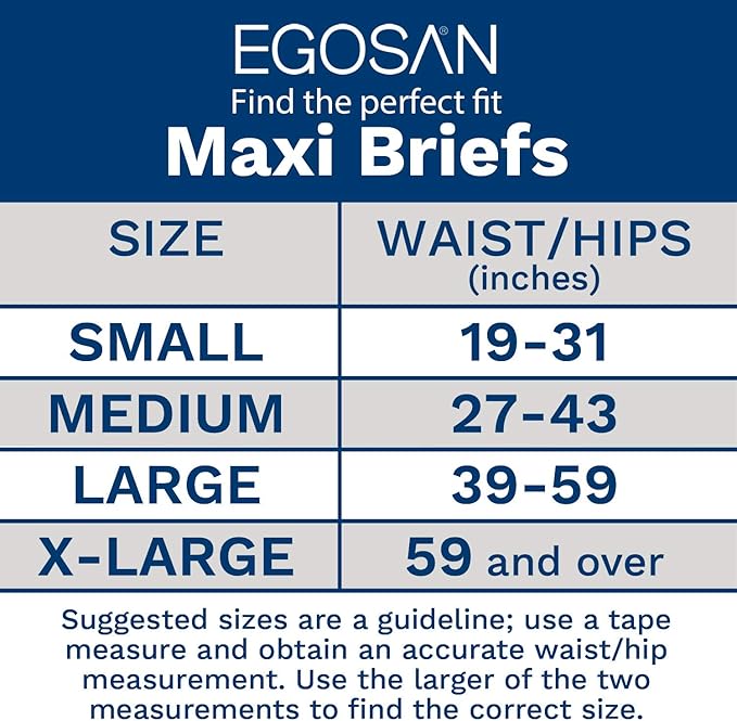 Egosan Maxi Incontinence Disposable Adult Diaper Brief Maximum Absorbency and Adjustable Tabs for Men and Women (Small Case, 120-Count)