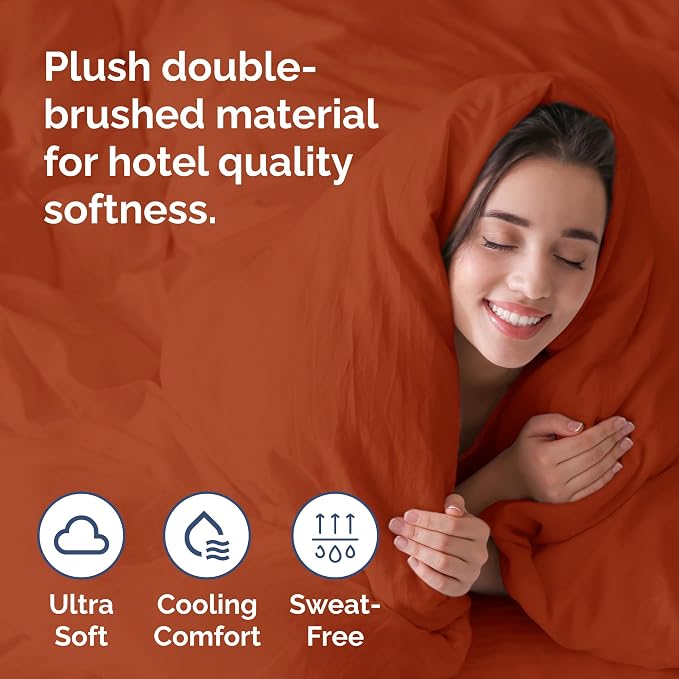 Duvet Cover King Size Set - Extra Soft King Duvet Cover 104" x 90" with 2 Pillow Shams for Women, Men, Kids & Teens - Hotel Luxury with Zipper Closures & Ties - Comfy, Cozy & Breathable (Terracotta)
